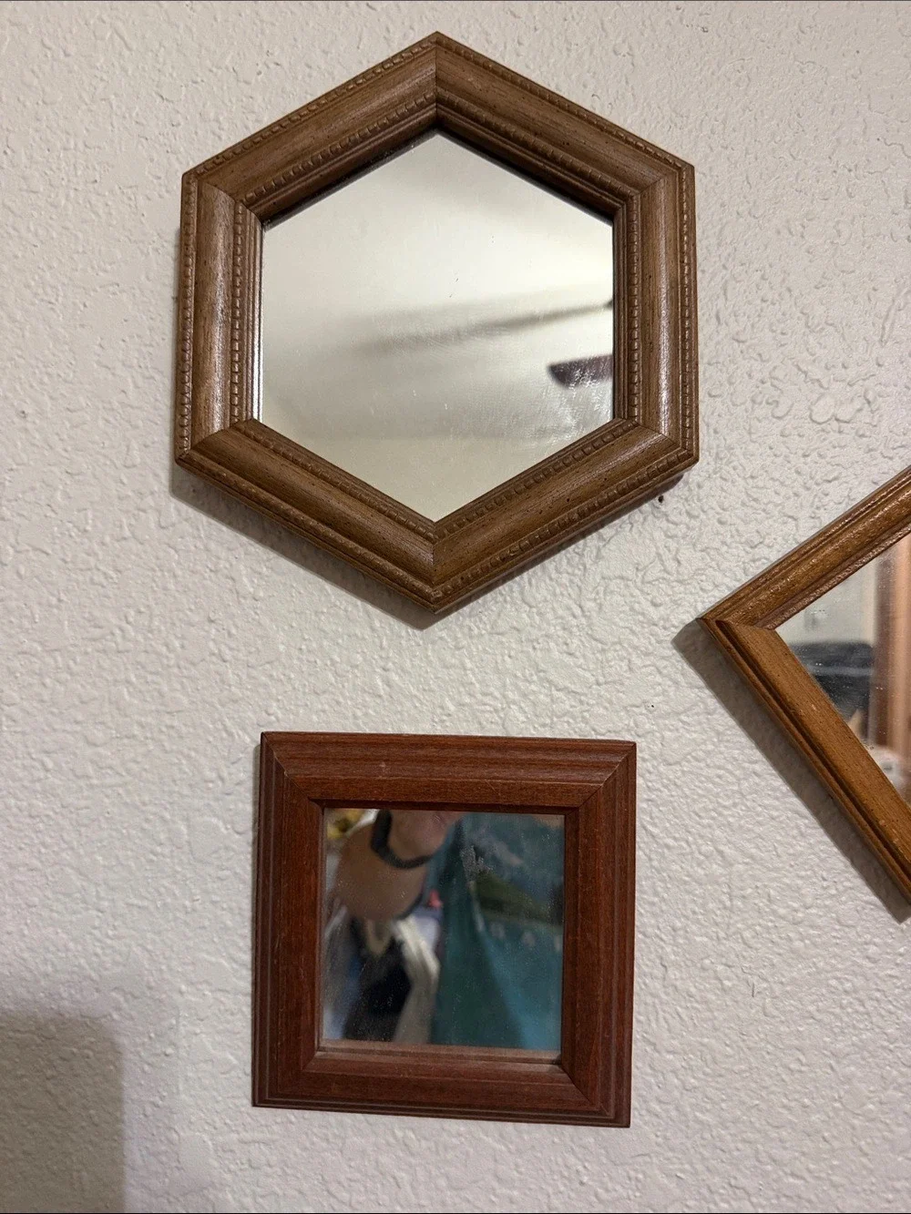 Vintage mirrors in wood frame set 5 mirrors cottagecore granny country rustic